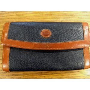 VTG Dooney & Bourke Large Checkbook Wallet All Weather Leather Trifold Clutch
